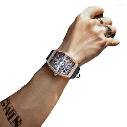 Wristwatches Men's Student Mechanical Watch Full Diamond Wine Bucket Genuine Trendy Women's