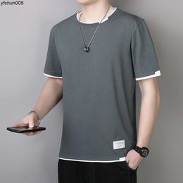 Mens Short Sleeved T-shirt Summer Cotton Trendy Brand Simple and Versatile Clothing Student Vacation Two Loose Top Pieces 6jq0