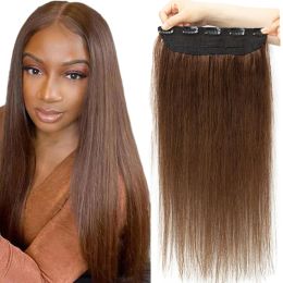 Extensions #2 One Piece Natural Hair Extensions Clip In Human Hair Straight ClipOn Add Volume Brown Hair Pieces 14 18 22 inch 60 1B