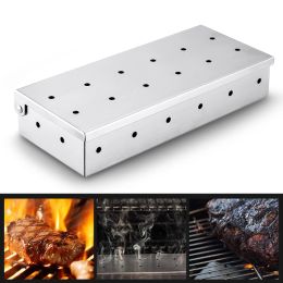 Tools Outdoor Garden Barbecue Tool, Stainless Steel Smoky Fruit Wood Smoking Box, Charcoal Grill with Added Smoke Accesorios Bbq