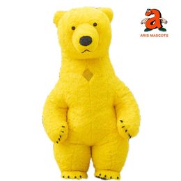 Mascot Costumes 2.6m Huge Iatable Yellow Bear Costume Adult Full Body Mascot Suit Up for Entertainment Marketing Wearable Walking Outfit