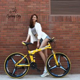 Bicycle Cycling City Folding Bicycle Shock Absorbing Disc Brake Variable Speed Soft Tail Mountain Bike Gift ZXC Bicycle New DropShipping
