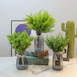 Decorative Flowers 1pcs Artificial Persian Fern Grass 7 Forks Each Wild Plant Flower Home Decoration Hanging Ornament 35cm Length Outdoor