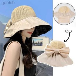 Wide Brim Hats Bucket Hats Summer Womens Big Bucket Hat UV Protection Sun Hat Solid Soft Folding Wide Brown Outdoor Beach Panama Hat Horsetail Hat 24323