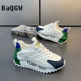 Shoes Colour Block Chunky Sneakers Men Running Shoes Fashion Casual Breathable Leather Mesh Increased Thick Platform Designer Shoes