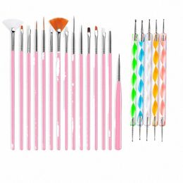 nail Brushes Set Profial Nail Supplies For Acrylic UV Gel Drawing Dotting Manicure Nail Art Design Tools Makeup Accorie R8Dw#