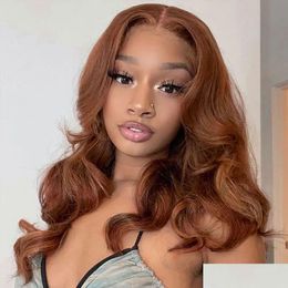 Lace Wigs New Chesut Brown Colored Glueless Transparent Front Loose Wave Wavy 13X4 Hd Fl Frontal Human Hair 150% Girl Lady Drop Deli Dhue9 712 Al Wigs al