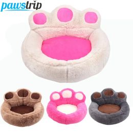 Mats Cartoon Bear Paw Dog Bed Winter Warm Dogs Sleeping Mat Soft Round Puppy Nest for Dogs Cats Teddy Chihuahua House Pet Accessories