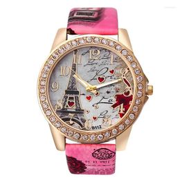 Wristwatches 2024 Women Luxury Watches Fashion Vintage Paris Eiffel Tower Girls Ladies Casual Leather Quartz Watch