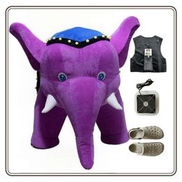 Mascot Costumes 3D Iatable Walking Mascot Costume for Entertainment Ads Adult Wearable Full Body Purple Elephant Blow Up Suit