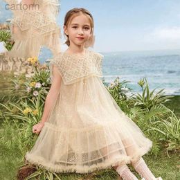 Girl's Dresses Flower Girl Princess Sequin Baby Wedding Christmas Party Tracking Dress Youth Children Elegant Tank Top 2-10 Years 24323