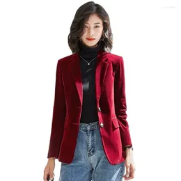 Women's Suits 2024 Spring Autumn Suit Coat Women Fashion Slim Velvet Long-sleeved Jacket Female Casual Plus Size Blazer