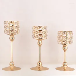 Candle Holders Europe Crystal Candelabra Centerpieces Gold Holder Wedding Cylinder Home Arts Decoration Candlestick Accessories