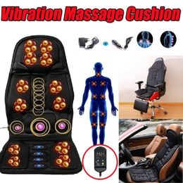 Electric Heating Vibrating Back Massager Portable Massage Chair Cussion Seat Pad For Car Home Office Lumbar Neck Pain Relief 240313