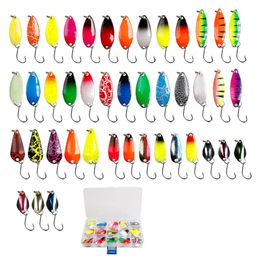 4312pcs Fishing Spoon Lure Set Metal Sequined Baits Trout For Char And Perch With Tackle Box Fake Lures 240312