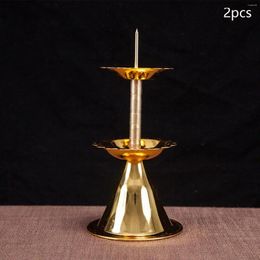 Candle Holders 2Pcs Metal Candlestick Party Church Buddhist Tealight For Livingroom Wedding Housewarming Dining Room Fireplace