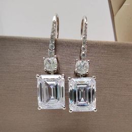Dangle Earrings Luomansi Real AU750 18K Gold Female 2CT 6X8MM Emerald Cut Moissanite With GRA Certificate Jewellery Wedding Party Gift
