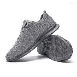 Casual Shoes Fujeak Men's Sports Walking Lightweight Winter Faux Fur For Men Outdoor Anti-slip Cotton Big Size