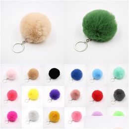 Keychains Lanyards Faux Rabbit Fur Pompoms Keyring Pretty Bag Charm Pendant Absolutely Good Guality Artificial Fluffy Pom Jewellery Dh624