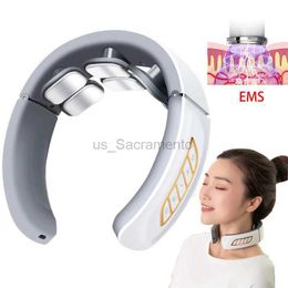 Massaging Neck Pillowws Neck Massage Intelligent Charging Heating Hot Pressing Magnetic Pulse Portable Pulse Neck Cervical Massager Vertebra Health Care 240323