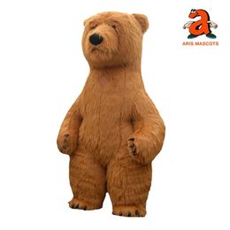 Mascot Costumes 3m Real Photos Iatable Brown Bear Costume Full Body Furry Mascot Suit Adult Halloween Fancy Dress for Entertainments