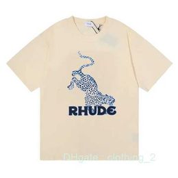 RH Designers Mens Rhude Embroidery T Shirts for Summer Tops Letter Polos Shirt Womens Tshirts Clothing Short Sleeved Large Plus 100% Cotton Tees Size S-XL Z8T9