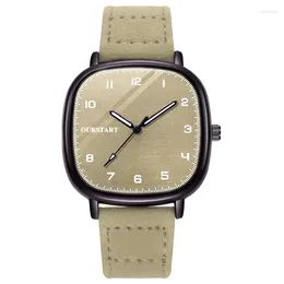 Wristwatches Vintage Brand Square Dial Leather Belt Wristwatch Quartz Watch Youth Student Casual Men Women Specially Gift Clock