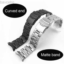 Watch Bands Solid curved end 22mm 18 20mm stainless steel strap with silver black matte metal strap bracelet for womens watch with pin 24323