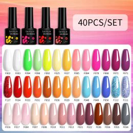 Kits LILYCUTE Colourful Gel Nail Polish Set Nude Pink Glitter Sequins Semi Permanent Soak Off UV Gel Polish Base And Top Coat