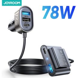 Joyroom 78W 5-in-1 Fast Car Charger USB Cigarette Car Lighter PD 3.0 QC 4.0 Type C Multi Car Charger Adapter with 1.5m Cable