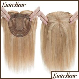 Salon Weft Toppers Silk Base Top Women Topper Clip In Real Human Hair Hairpiece Extension Thin Breathable Blonde Drop Delivery Produ Dhyjf