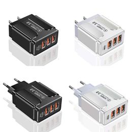 3USB+PD Mobile Phone Charger EU and US Standard Charging Head 3U+PD Multi Port USB Adapter