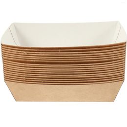 Disposable Dinnerware 100 Pcs Fried Chicken Holder Takeout Case Tray Paper French Fries Container Kraft Snacks Boats