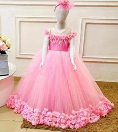 Girl Dresses Flower Dress For Wedding Big Bow Flowers Beading Little Princess Party Birthday First Communion Gown