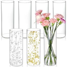 Vases 7pcs Glass Cylinder For Centerpieces - 10 Inch Tall Flowers Home Decoration Wedding Table Vase