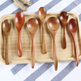 Spoons Wooden Spoon Milk Honey Soup Durable Long Handle Teaspoon Coffee Stir Stick Solid Wood Tableware Kitchen Accessories