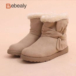 Boots Bebealy Plush Fur Women Winter Snow Boots New Fashion Natural Wool Fluffy Furry Cotton Ankle Boot Fur Lined Snow Boots For Women