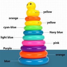 Nesting Stacking Sorting toys Childrens Toy Tower Cup Duck Baby Montessori for Education Cognition Bathroom Rainbow Circle 24323