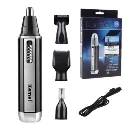 Trimmer Kemei Electric Nose Hair Trimmer For Men and Women Ear Neck Eyebrow Trimmer Allinone Shaver Clean Trimmer Razor Remover Kit