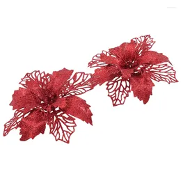 Decorative Flowers Christmas Tree Flower Desk Table Decors Gold Red Festival Party Ornaments Xmas Gift Trees Artificial