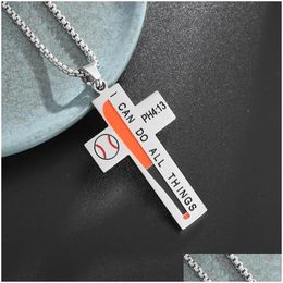 Pendant Necklaces Personalized Creative Trend Cross Ball Sports Stainless Steel Necklace Men And Women Hip-Hop Punk Jewelry Gift Drop Dhco3