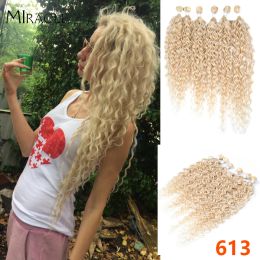 Weave Weave 613 Blonde Synthetic Hair Deep Wave Hair Bundles 2428inch 6Pcs Heat Resistant Curly Hair For Women Miracle Hair