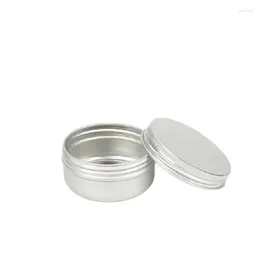 Storage Bottles 30pcs 50ml Aluminium Box Screw Lid Portable Cosmetic Packaging Refillable Pot Tin Metal Candle 57x27mm Empty Silver Accessory