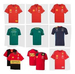 Camisas de futebol masculinas para crianças Aston Martin Jersey T-shirt AMF1 23 24 25 Official Mens Fernando Alonso T-shirt Fórmula 1 Terno de corrida F1 Moto Moto MotoCyc Tees S/3xl