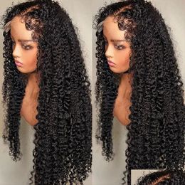 Lace Wigs New Launched Kinky Edges Curly Baby Hair Human Wig 360 Fl Natural Hd Frontal Front Pre Plucked Jerry Curl Drop Delivery Prod Dh2Nr