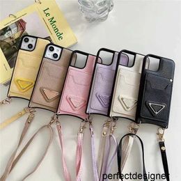 Designer Shoulder Lanyard Chain Wallet Phone Case For IPhone 13promax 13pro 11 12 12pro 14plus 14 Pro Max Leather Crossbody Strap Cover CYG2392519-66RJH