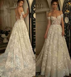 berta spring wedding dresses off the shoulder backless 3d floral applique plus size sequins beach bridal gowns a line robe de marie