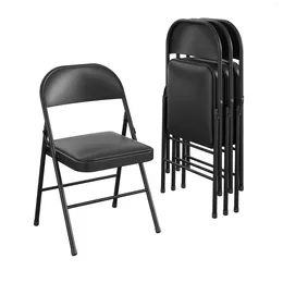 Camp Furniture Mainstays Vinyl Folding Chair (4 Pack) Black For Indoor And Outdoor School Office Garden Party