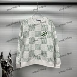 2024 Designers Sweaters luxury Mens Womens Chessboard grid pattern jacquard Man Paris Fashion Tee Top Quality Street long Sleeve luxurys black white green S-2XL