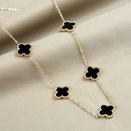 four leaf clover necklace designer for women 925 sterling silver necklace 10 flower necklace 18k gold plated onyx agate Jewellery Valentines Day gift